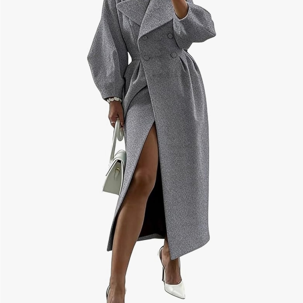 Petite Women Wool Coat Double Breasted Lapel Pea Coats